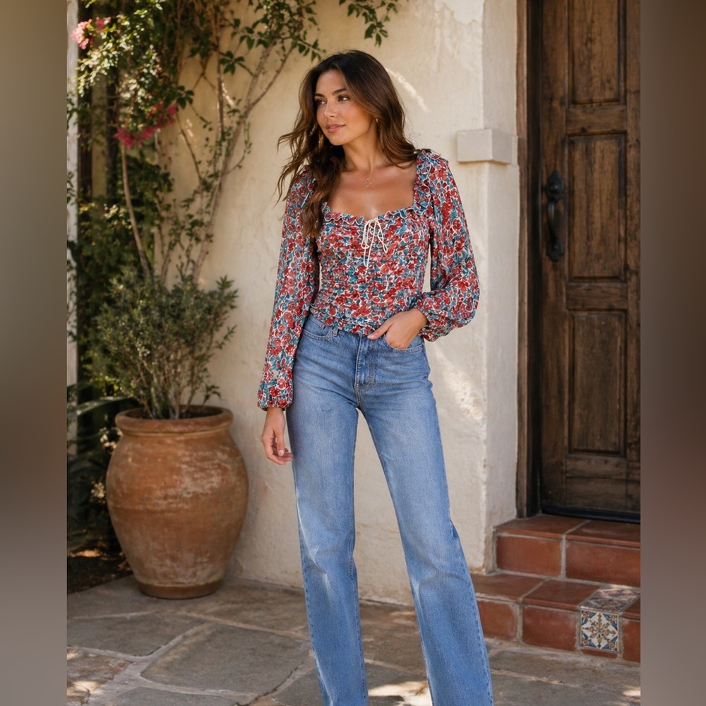 Free people mabel printed blouse